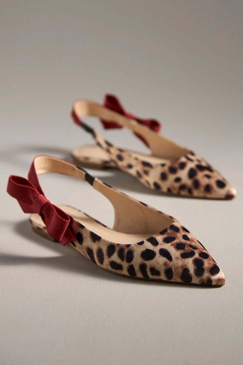Leopard豹紋色印花蝴蝶結平底鞋