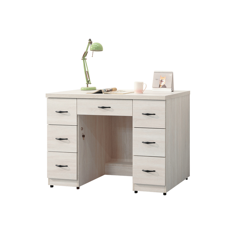 柏蒂家居-諾蘭4尺七抽書桌/工作桌/辦公桌