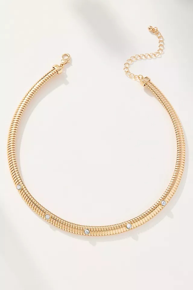 Crystal Love美國金色水晶鑽復古短項錬