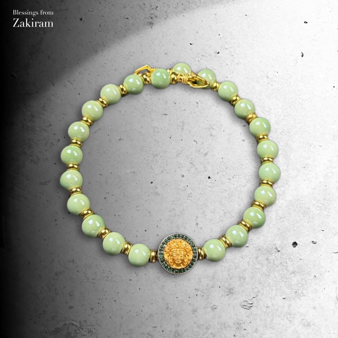 綠度母 煙波綠 1350度窯燒瓷珠手串