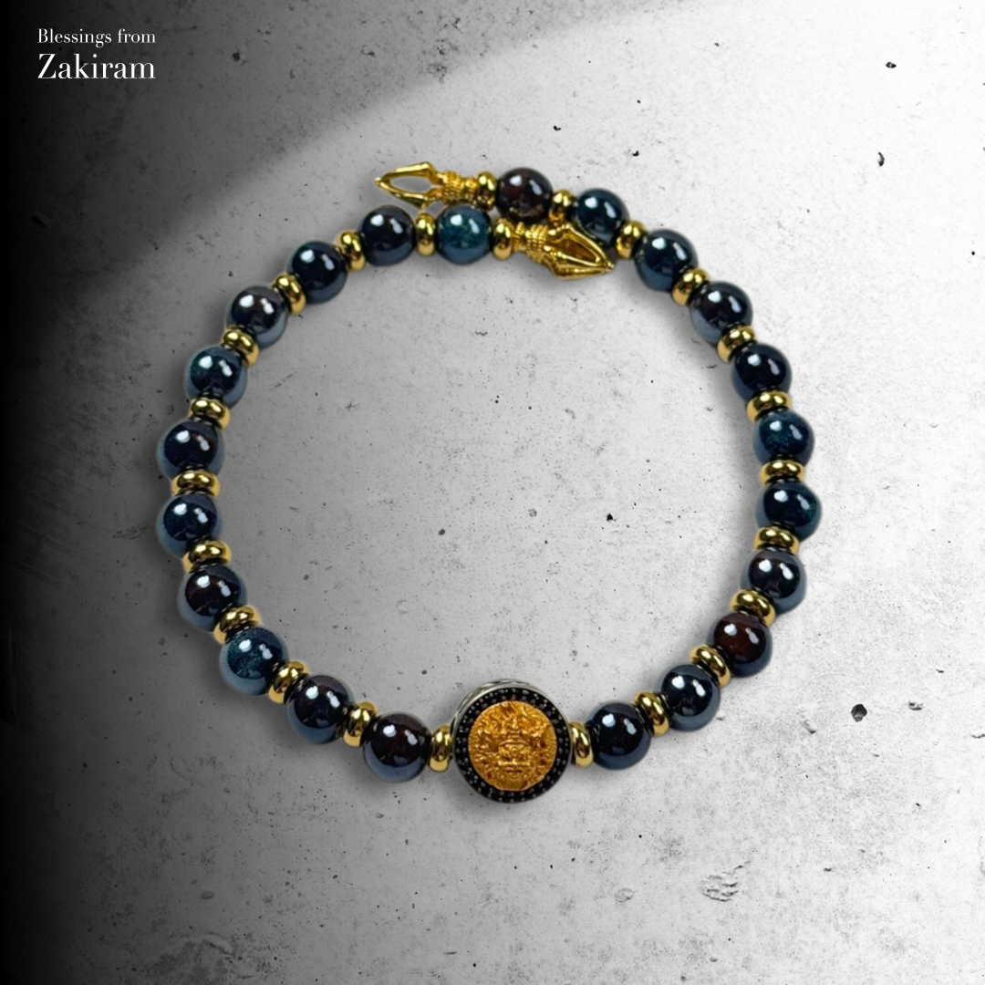 大黑天 古瓷晏山藍 1350度窯燒瓷珠手串