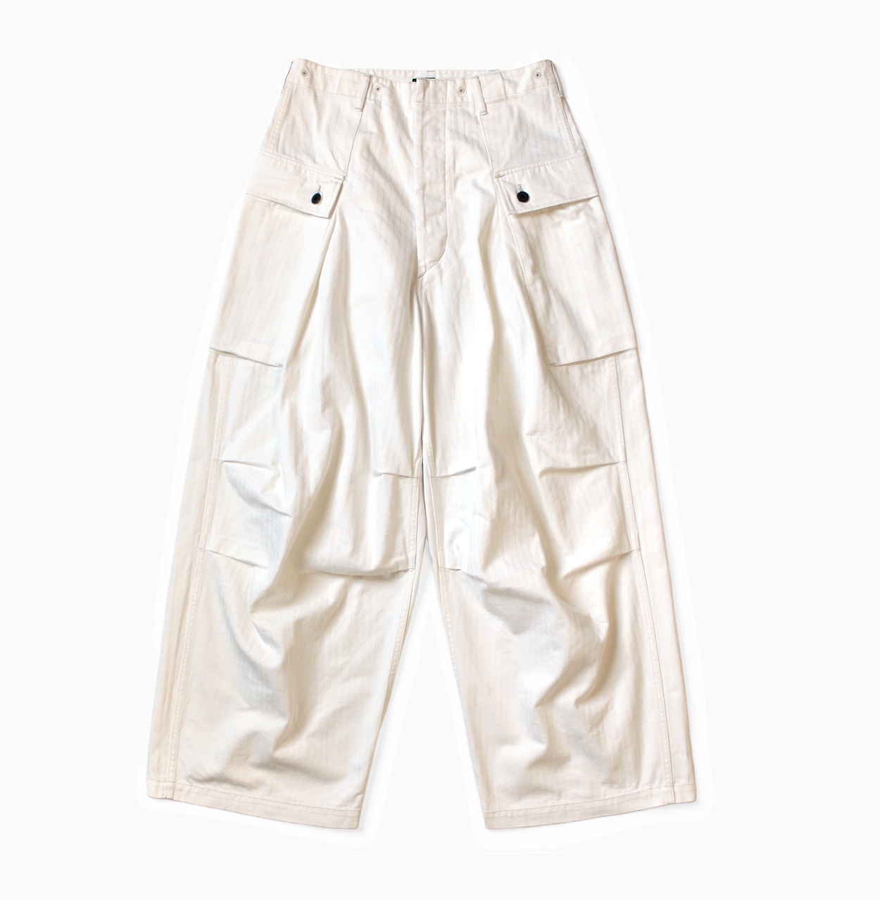 KAPITAL HERRINGBONE JUMBO MONKEY PANTS - WHITE PRE ORDER ITEM (預訂中)