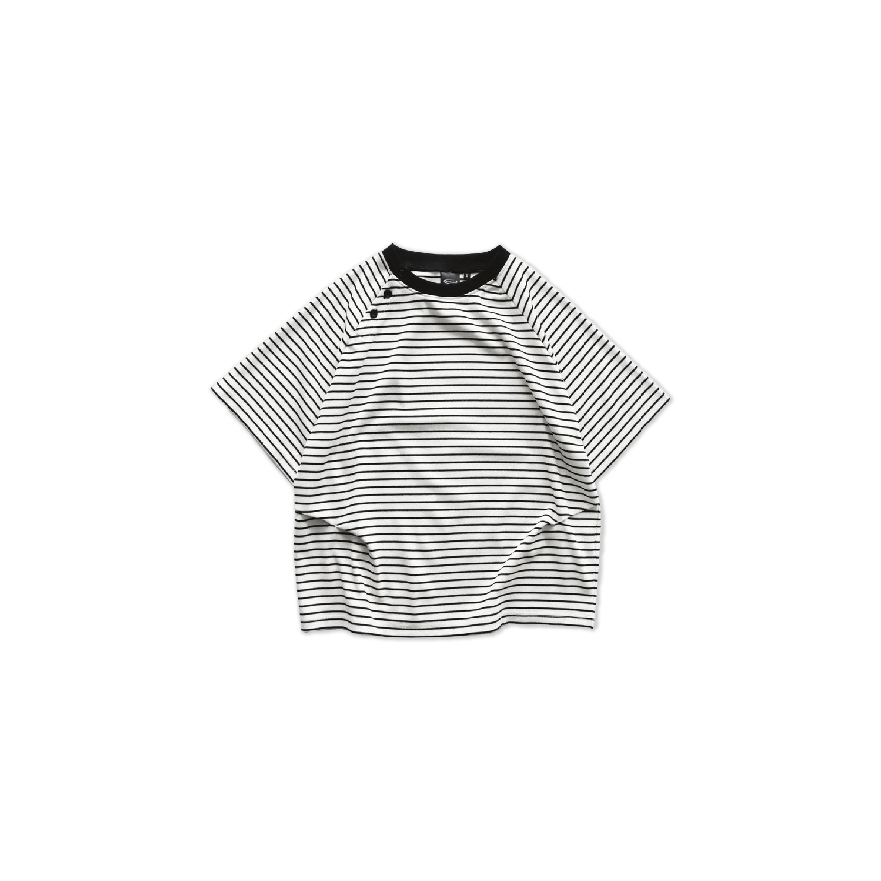 NeverLand Button Stripe TEE 條紋 短T 短袖