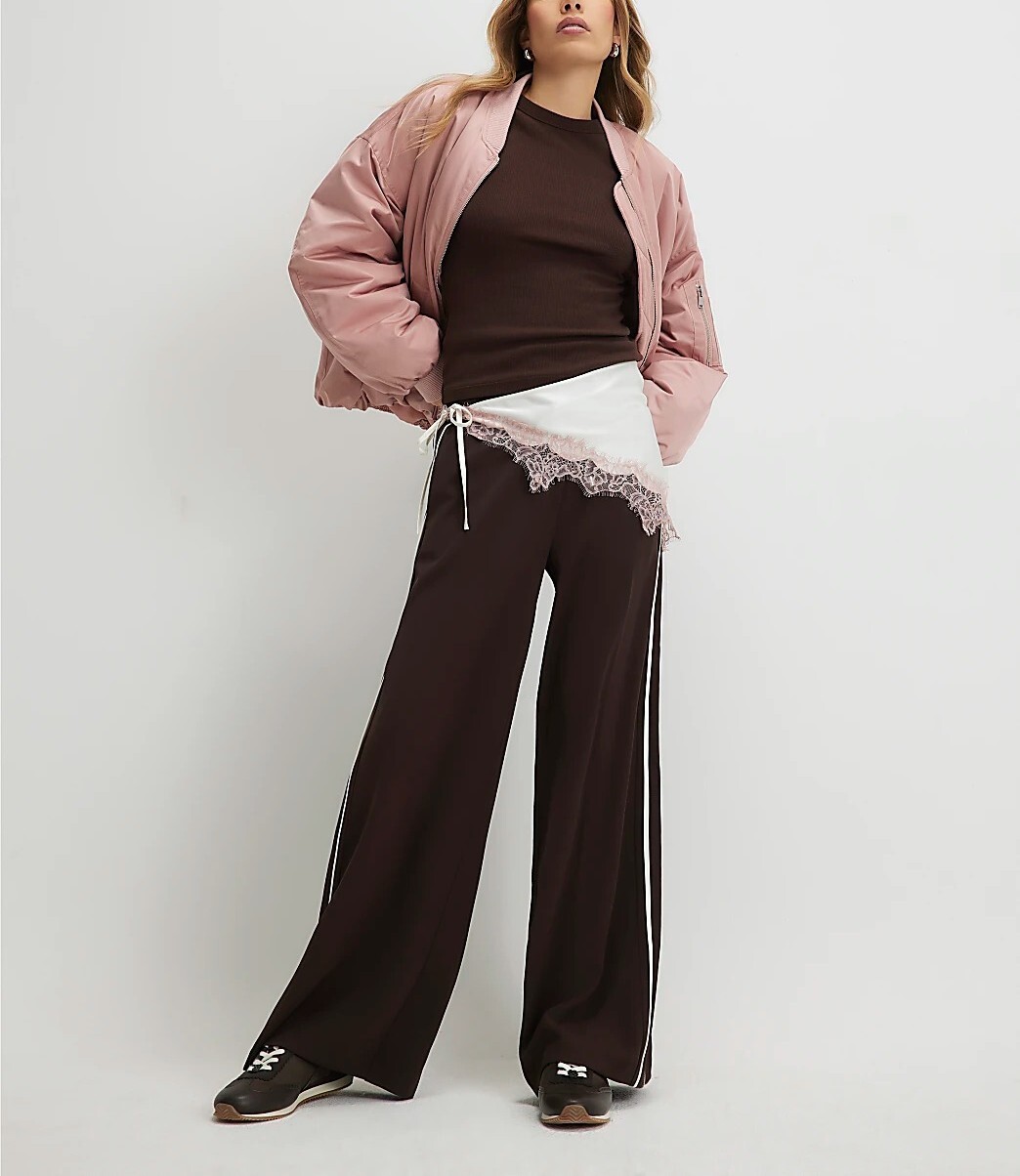 Brown咖啡白色運動壓線 Joggers長褲