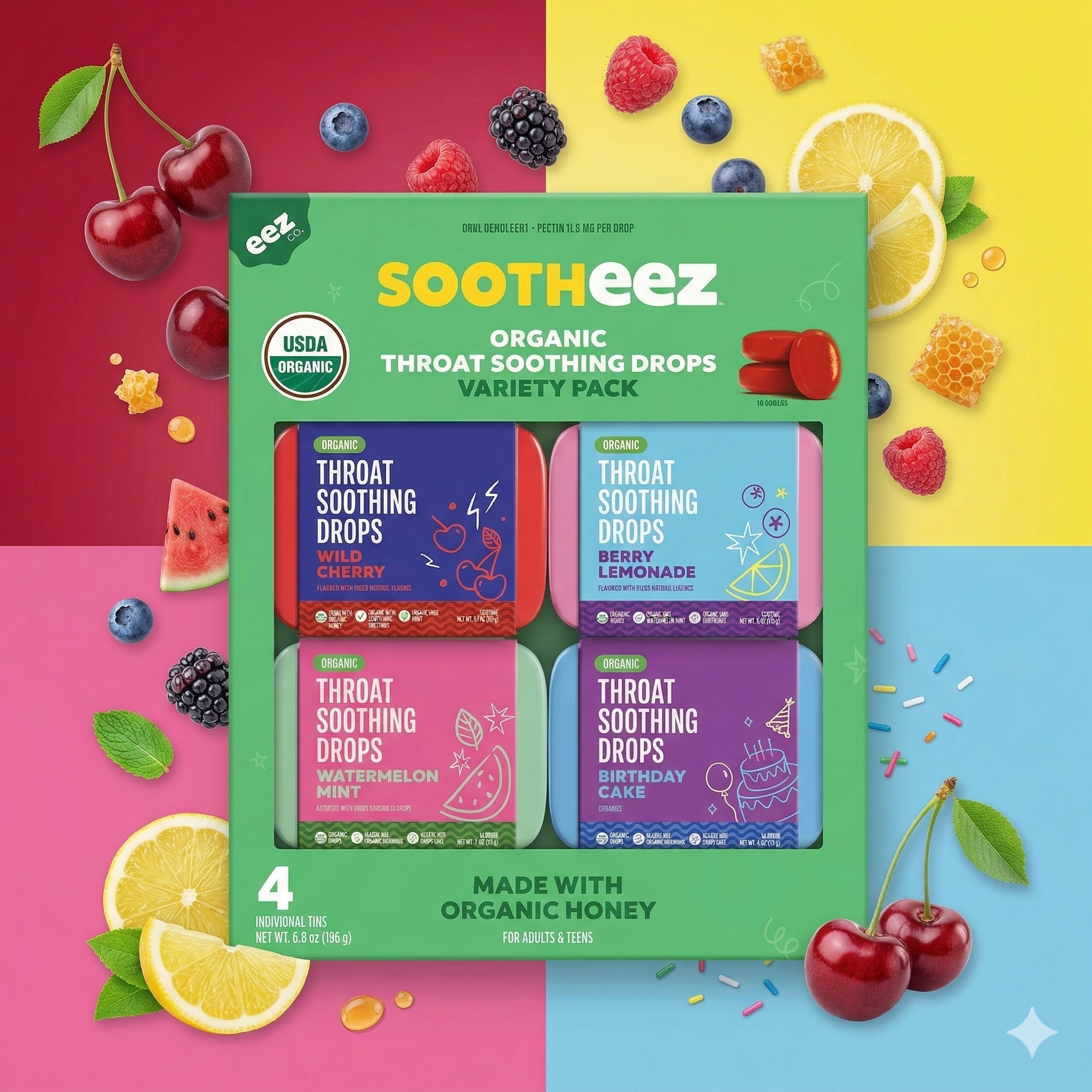 【直播】EEZ Co. Sootheez LX0307120 綜合裝有機潤喉糖