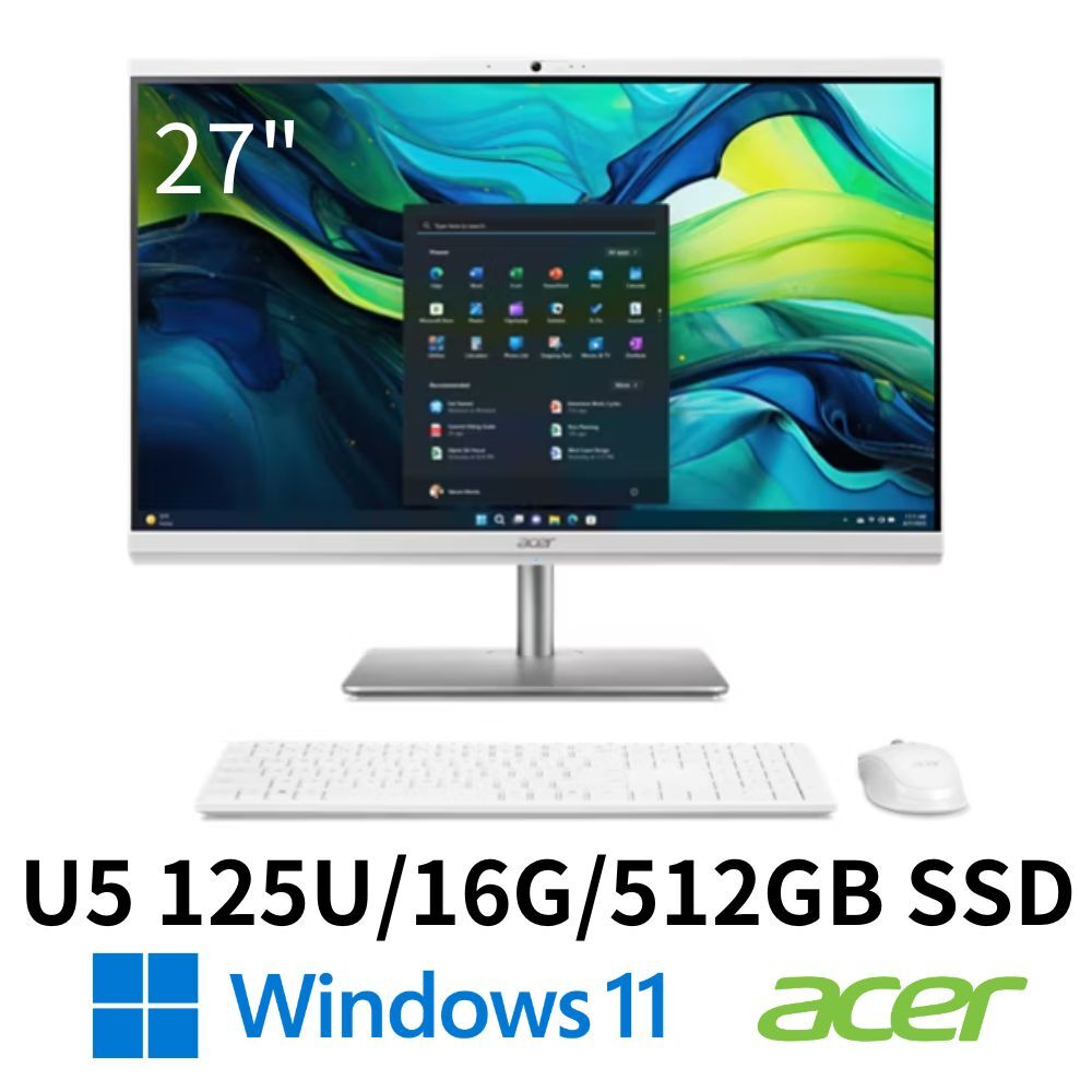 ACER 宏碁 Aspire C27-195ES 27吋AIO液晶桌上型電腦 Ultra 5 125U/16G/512SD/W11