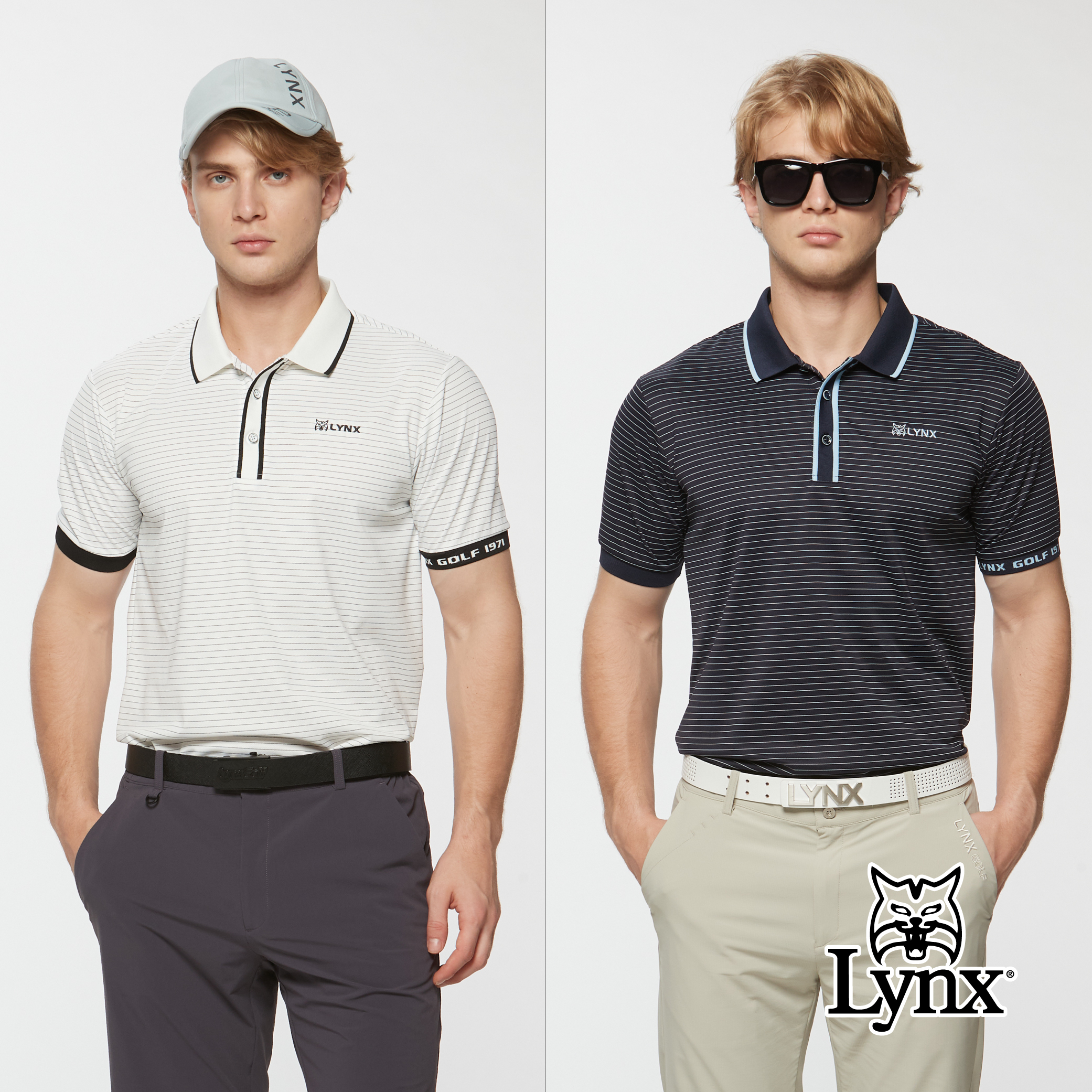 男款橫條紋路羅紋造型袖口胸袋款短袖POLO衫