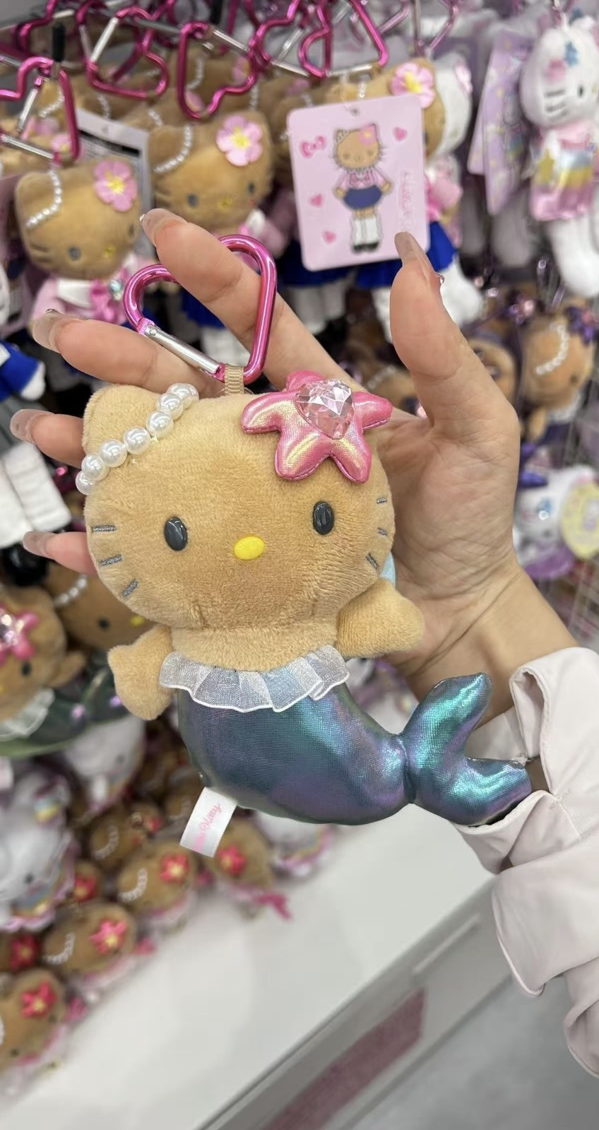 Hello Kitty 凱蒂貓 KITTY貓 黑皮 珠光綠 美人魚 愛心扣 吊飾