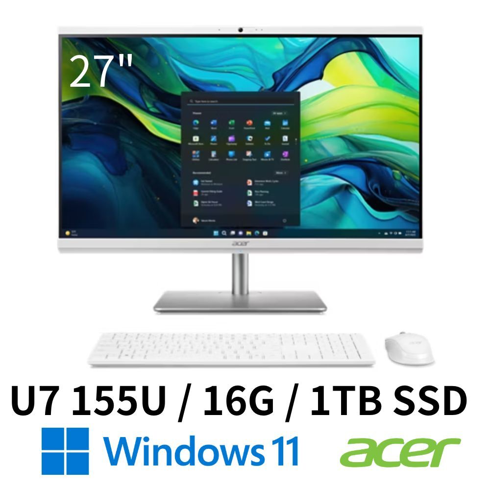 ACER 宏碁 Aspire C27-195ES 27吋AIO液晶桌上型電腦 Ultra7 155U/16G/1TBSD/W11