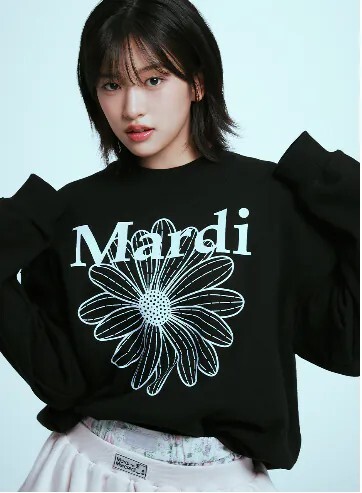 MARDI MERCREDI 經典小雛菊 印花 衛衣 大學tee 黑/天藍