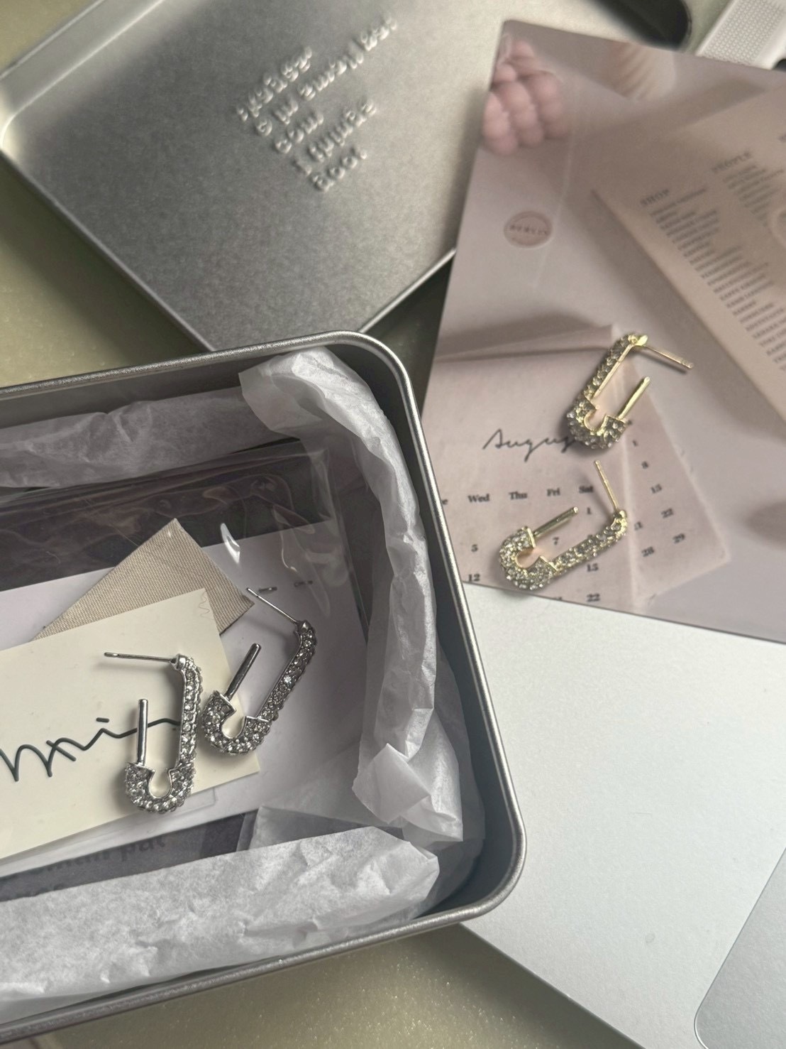 長期主義 迴紋針滿鑽925耳釘 2colors