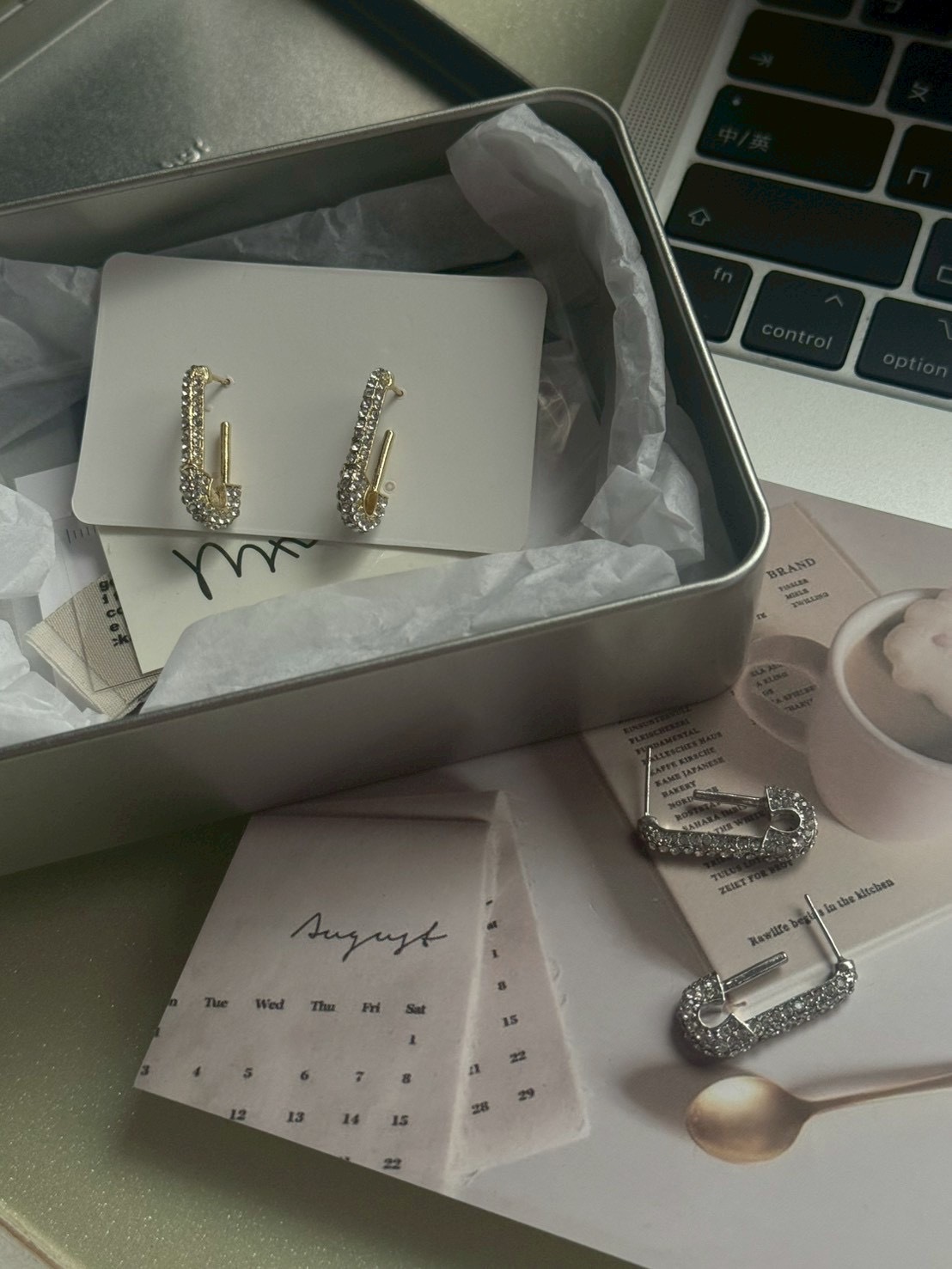 長期主義 迴紋針滿鑽925耳釘 2colors