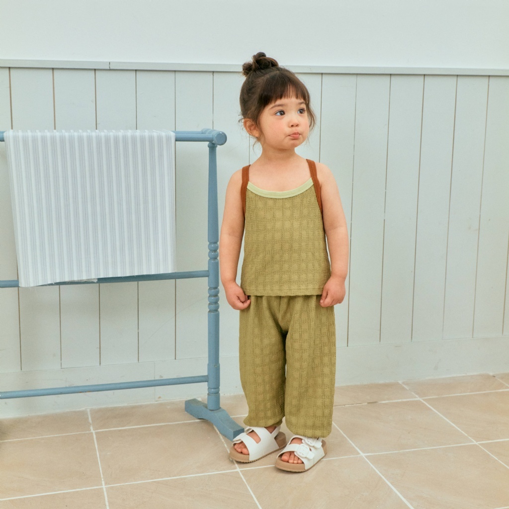 正韓夏 1stblue 三色方塊綿綿縮口褲