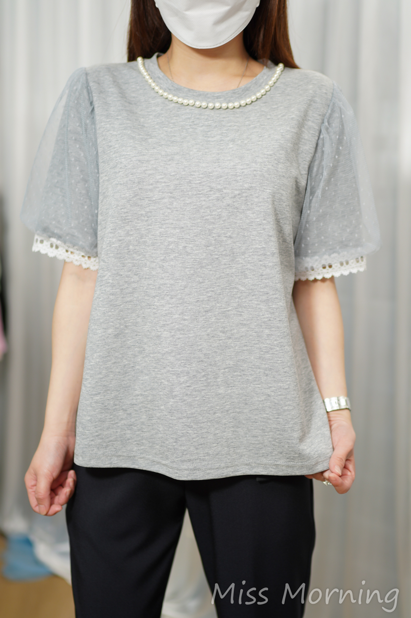 靚手袖釘珠領上衣(15090)