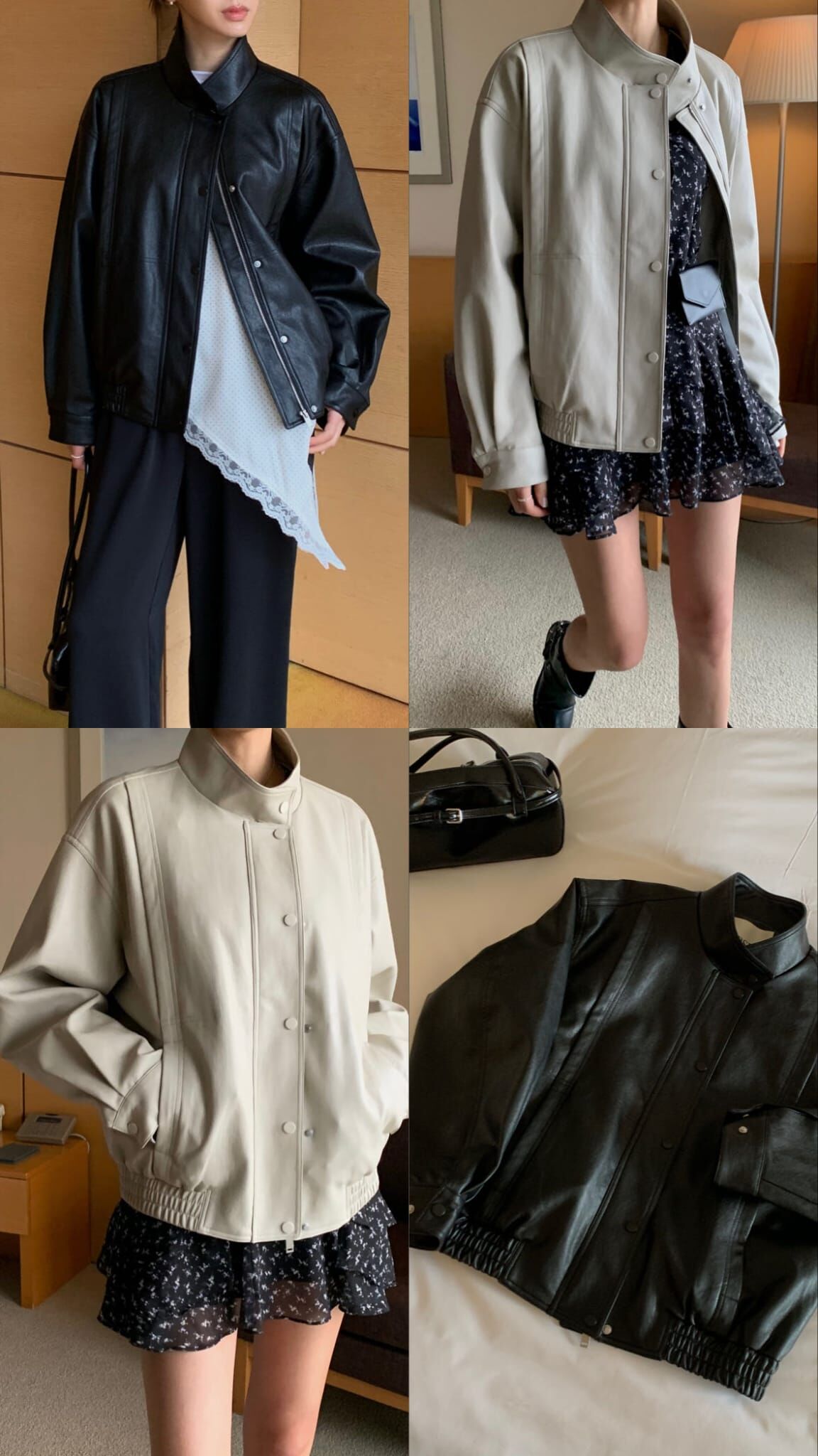 OB6007 立領仿皮外套