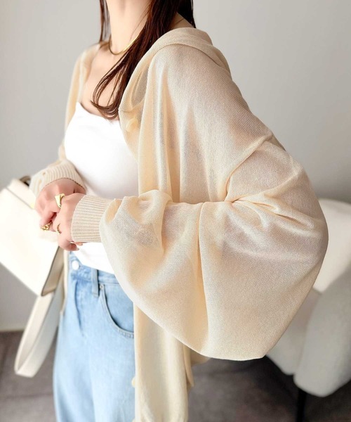 日本🇯🇵連線 Classical Elf 夏季透視針織連帽小罩衫 透膚 開襟衫 連帽外套 外搭 小外套 針織 5色(任買兩件711免運)/預購