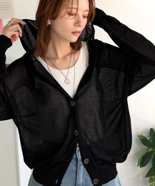 日本🇯🇵連線 Classical Elf 夏季透視針織連帽小罩衫 透膚 開襟衫 連帽外套 外搭 小外套 針織 5色(任買兩件711免運)/預購