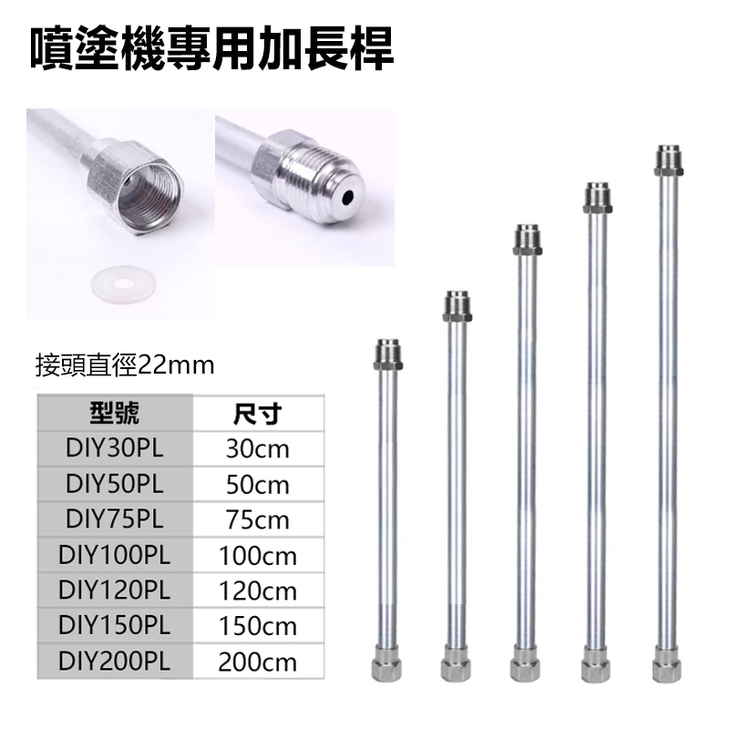 附發票｜DIY系列-噴塗機專用加長桿｜30CM~200CM 加長桿 接頭直徑22mm 無氣噴塗機專用配件
