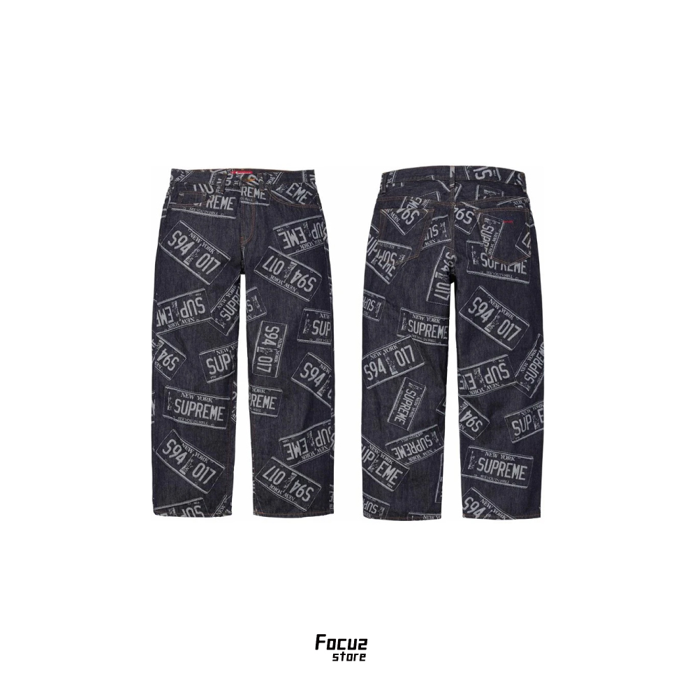 【Focus Store】現貨秒發 Supreme SS26 Week1 Jacquard Denim Baggy Jeans "License Plate" 滿版印花 寬褲