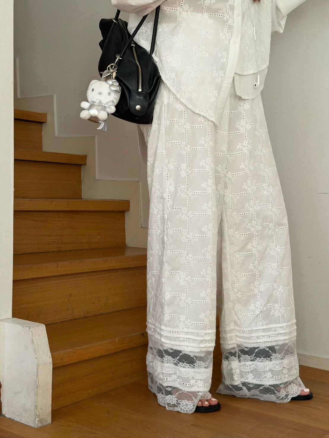 #AF65唯美蕾絲長褲(黑/白)