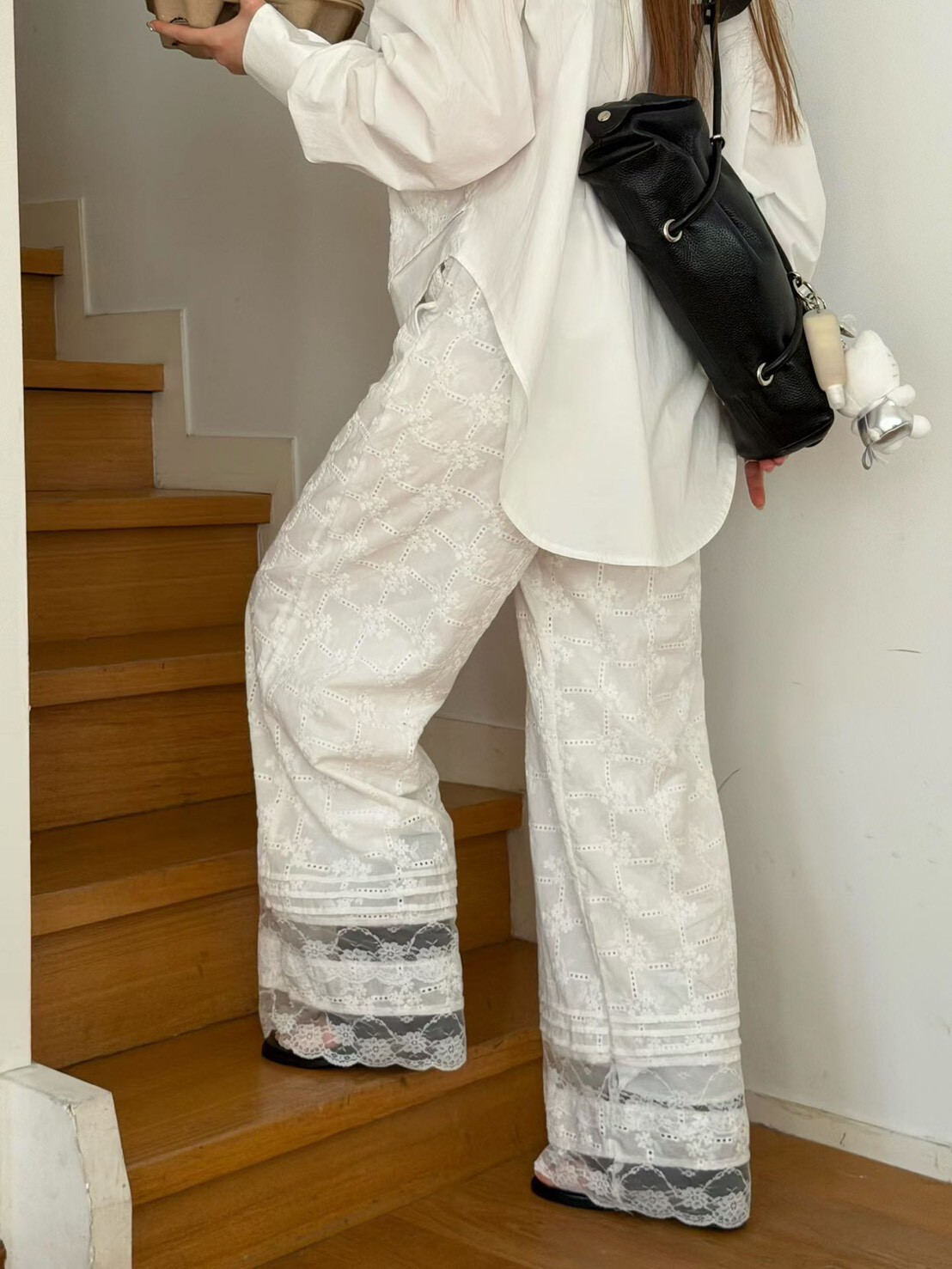 #AF65唯美蕾絲長褲(黑/白)