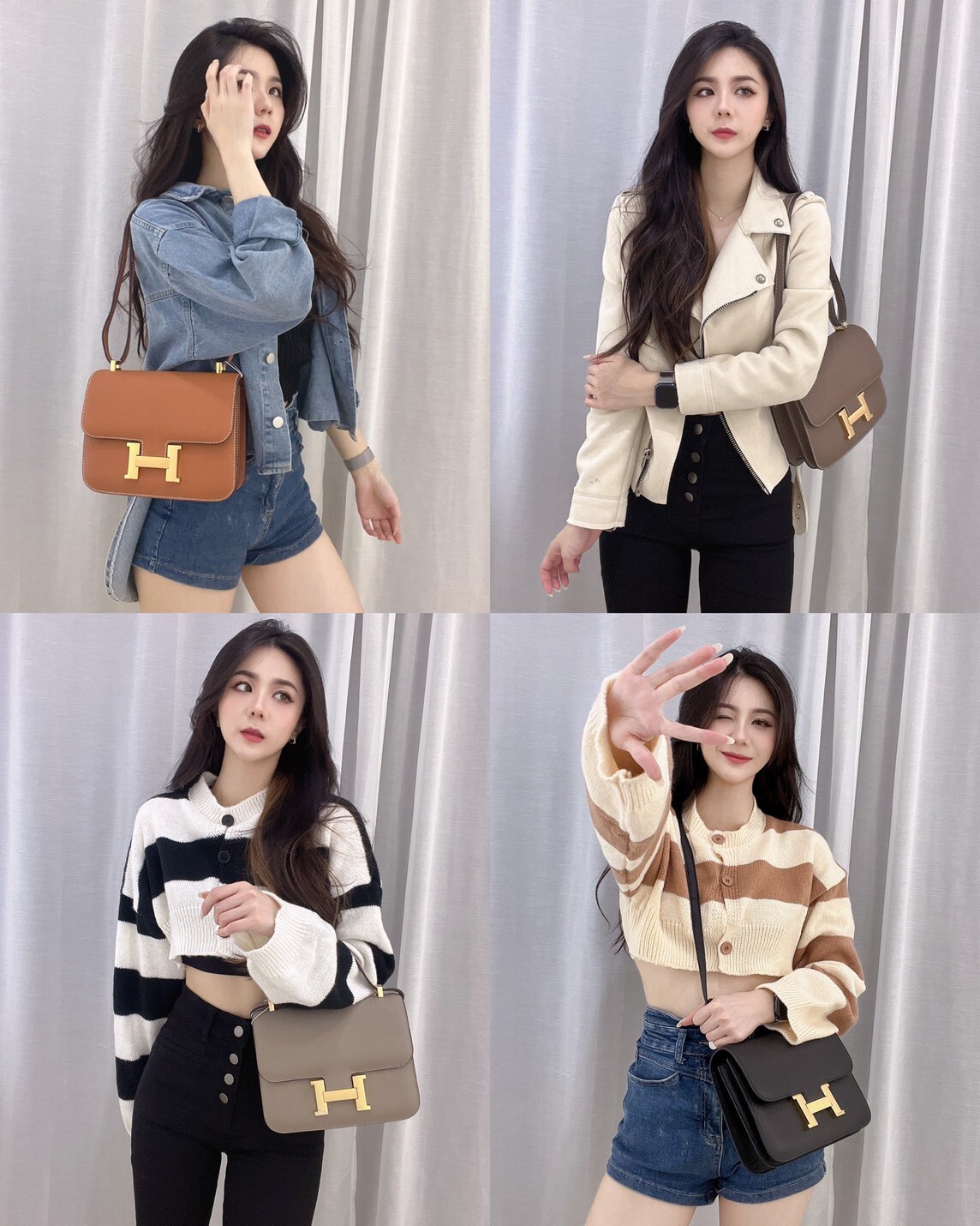 1818-【真皮康康包 18金扣 】