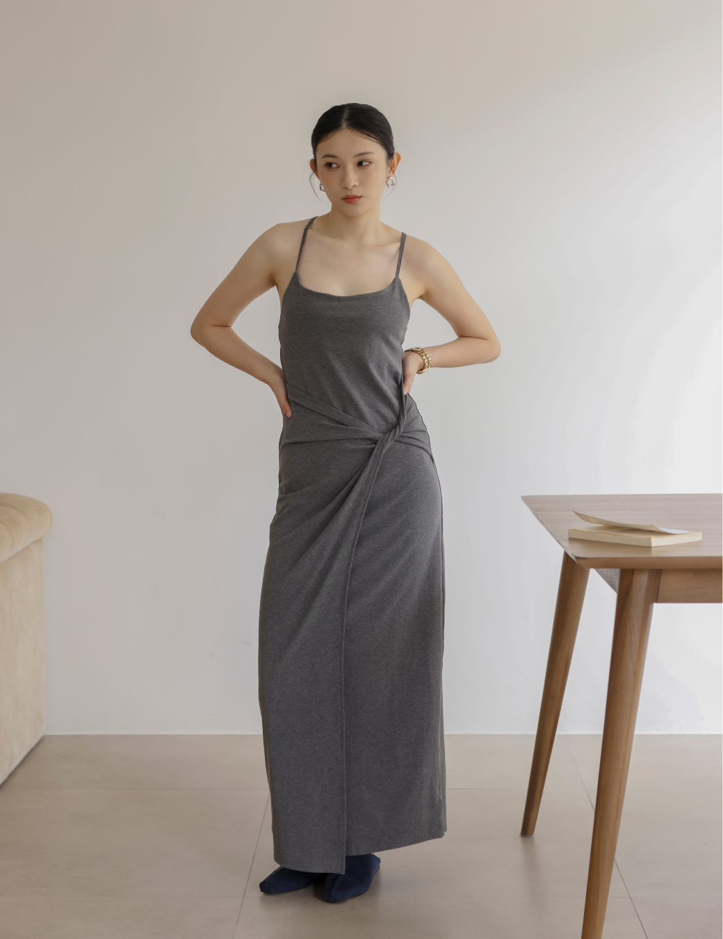 前扭結Bra Top彈性連身裙（4尺寸）