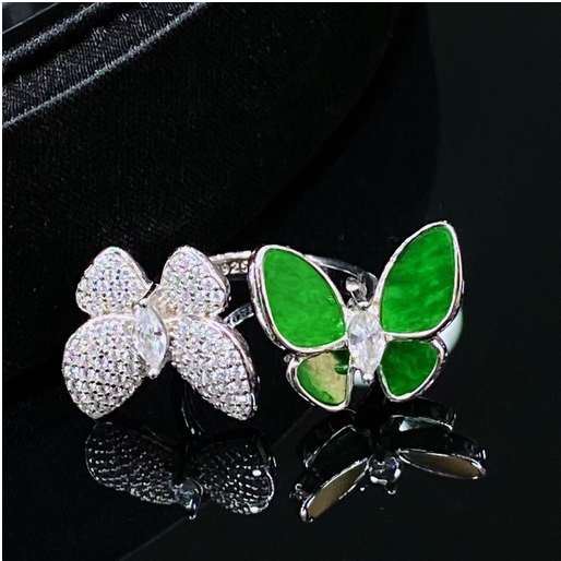 JAD-JJG0311-078 YDA00869-銀鑲蝴蝶戒指 (B78)