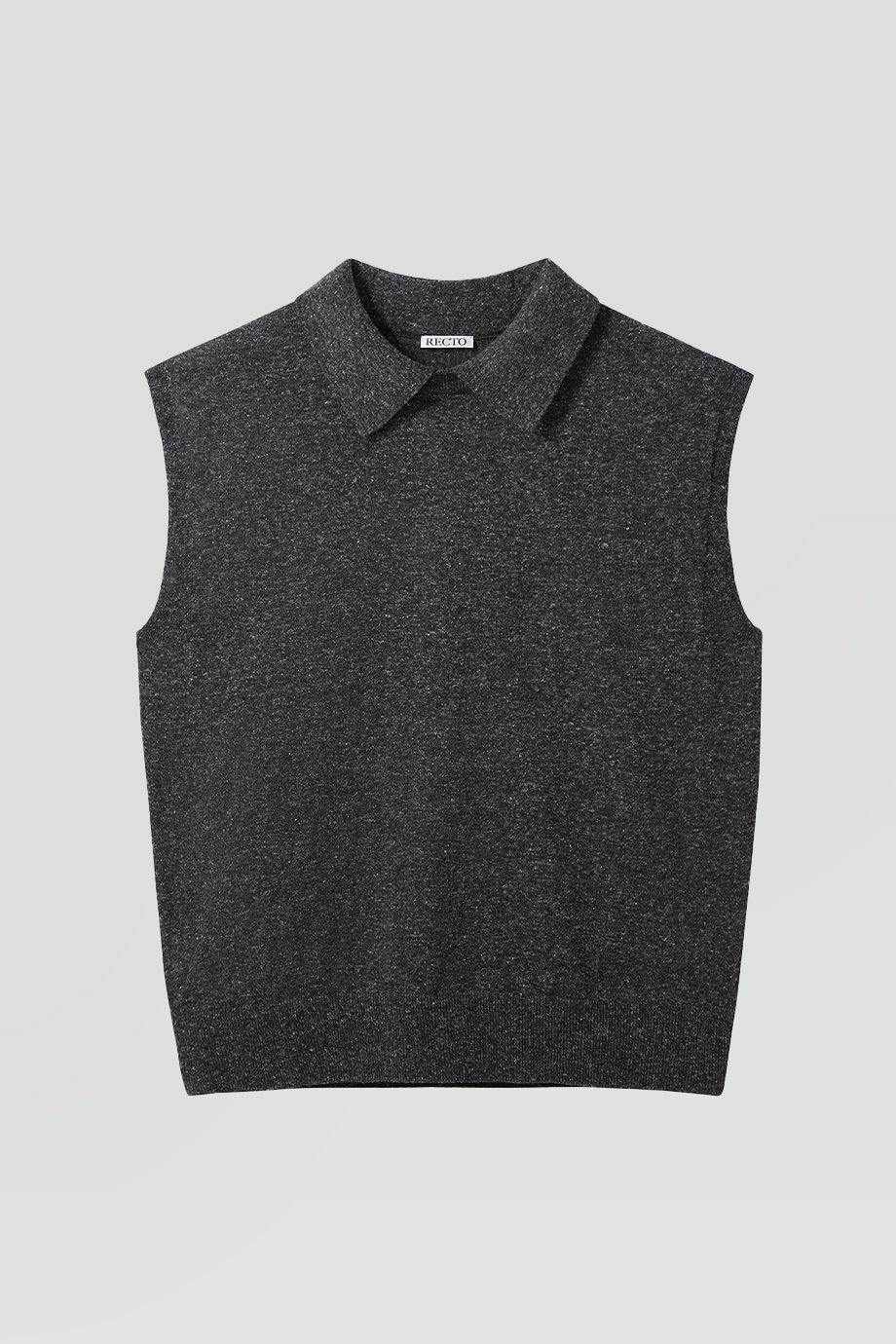 RECTO｜LINEN BLEND POLO KNIT VEST (CHARCOAL GREY)