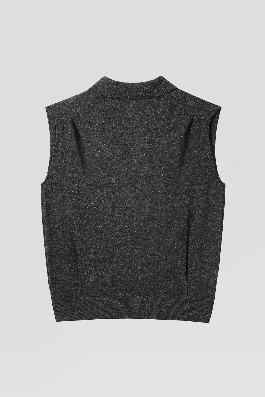 RECTO｜LINEN BLEND POLO KNIT VEST (CHARCOAL GREY)