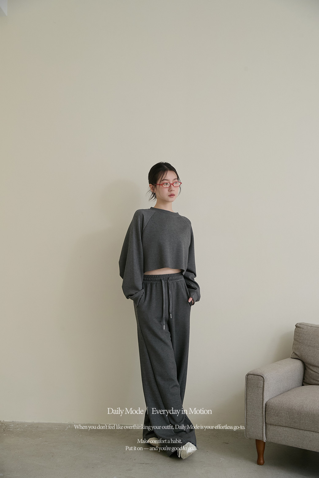 ：Daily mode 斜切設計線條褲-4色