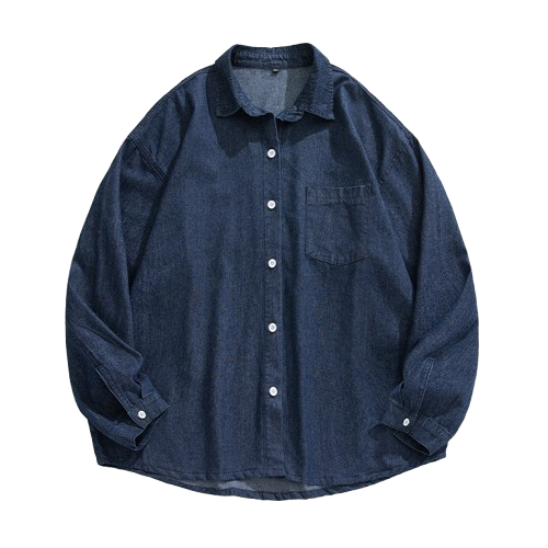 日系復古水洗丹寧襯衫 J3592