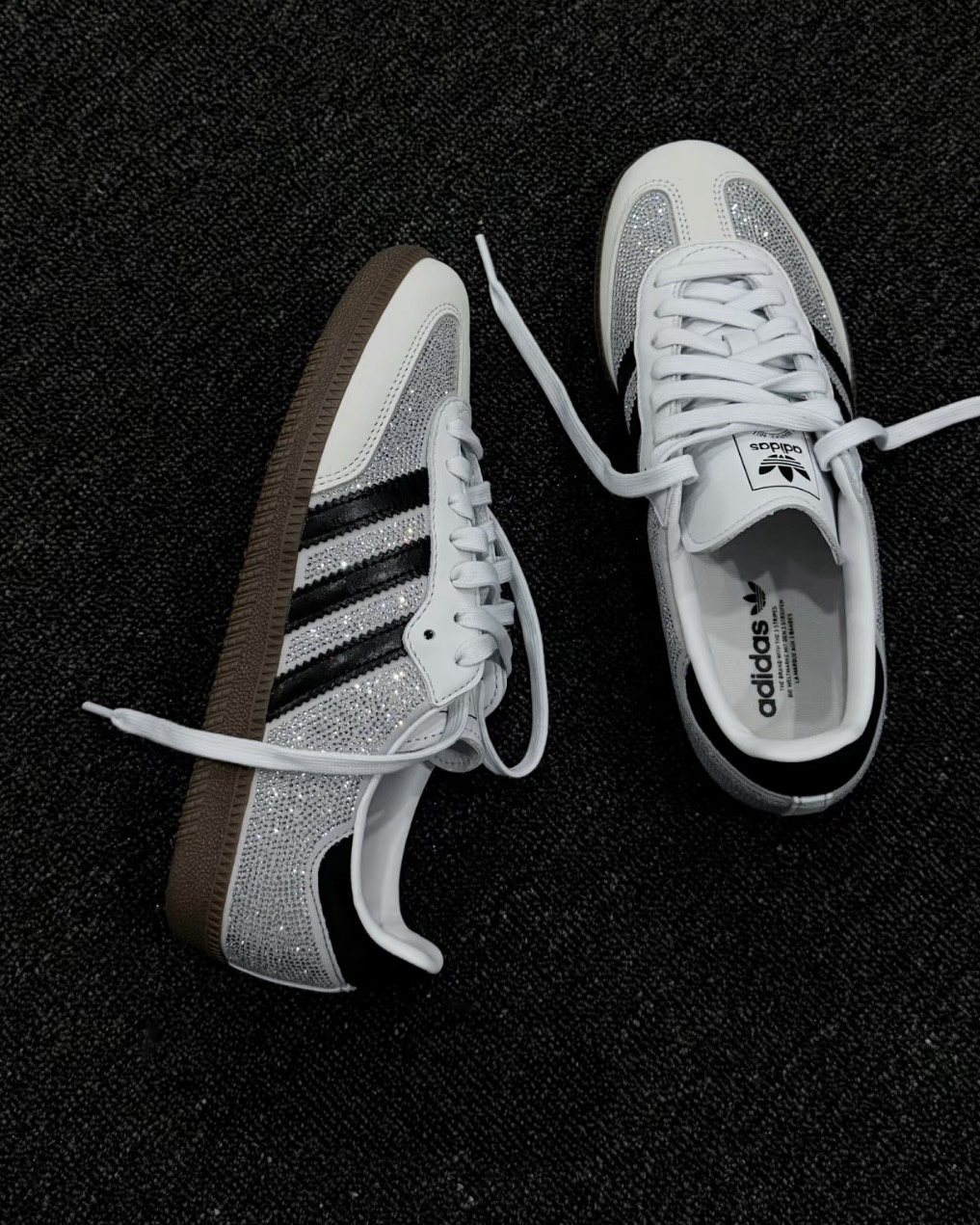 ADIDAS SAMBA OG 白鑽 水鑽 白黑 焦糖底 宋雨琦同款 女鞋 IH9055 / 調貨