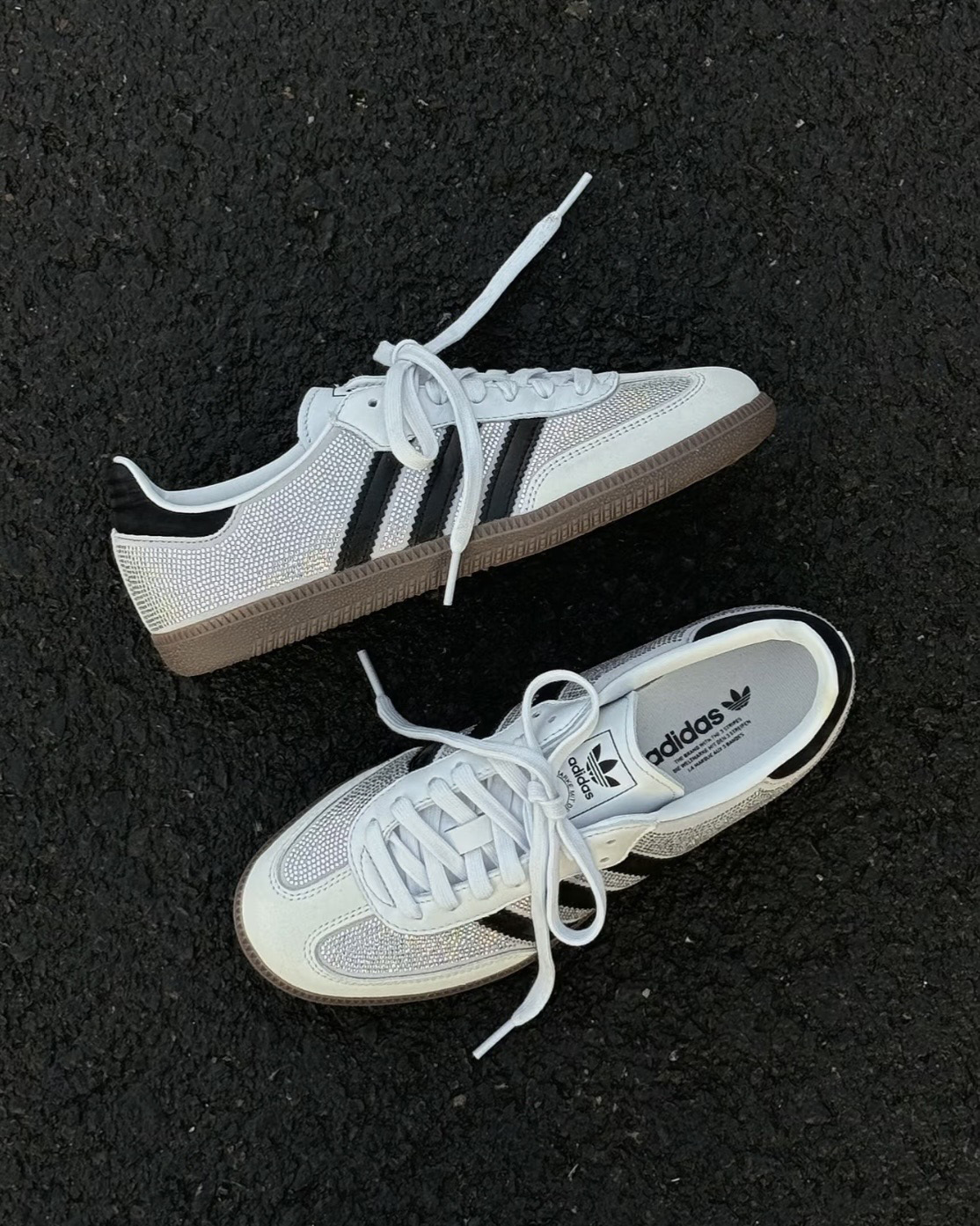 ADIDAS SAMBA OG 白鑽 水鑽 白黑 焦糖底 宋雨琦同款 女鞋 IH9055 / 調貨