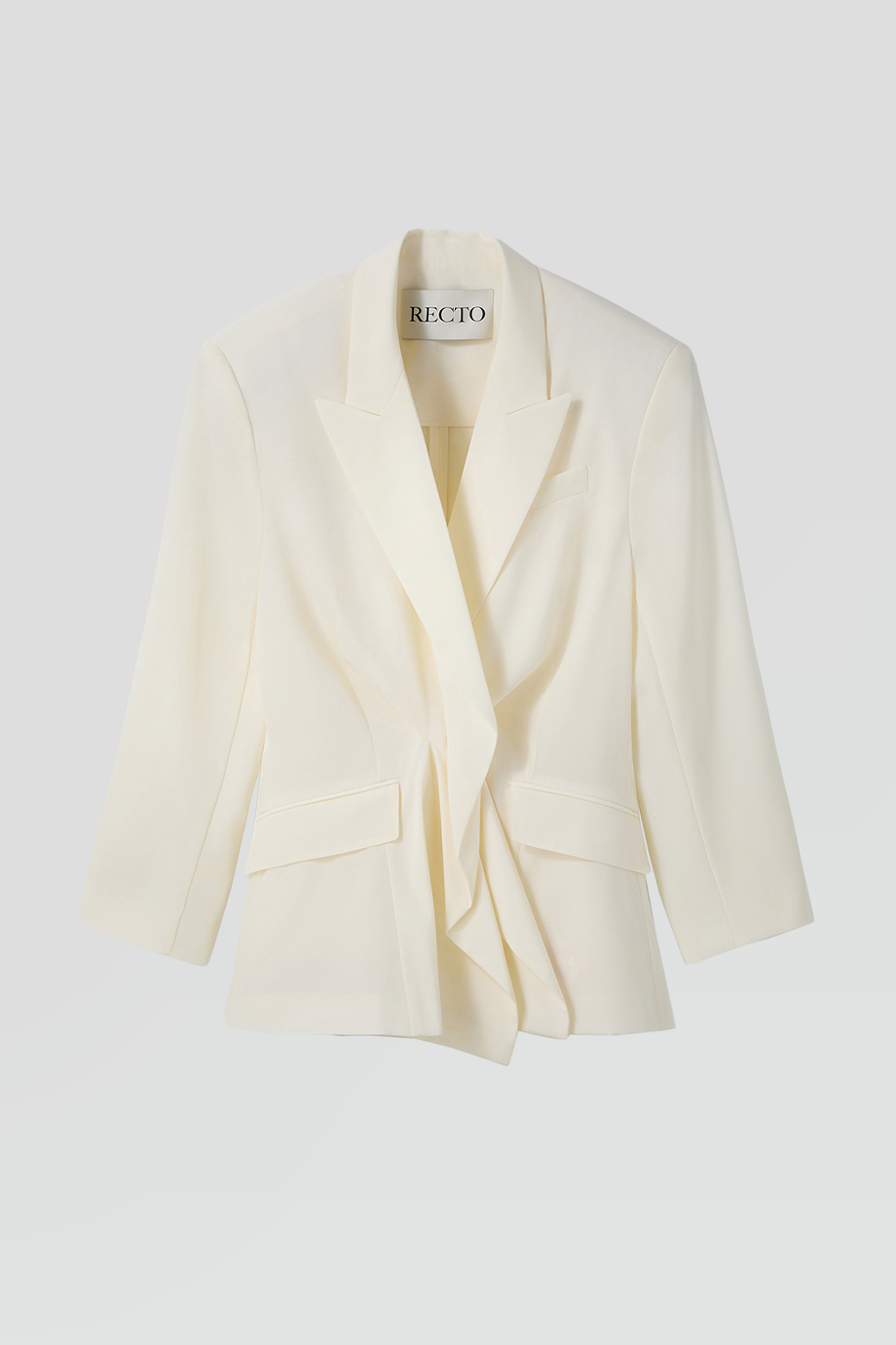 RECTO｜DRAPE DETAIL SUIT JACKET (IVORY)