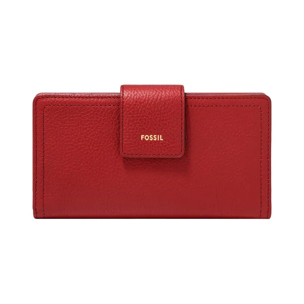 Logan 真皮扣式RFID防盜中長夾-石榴紅 SL7830611