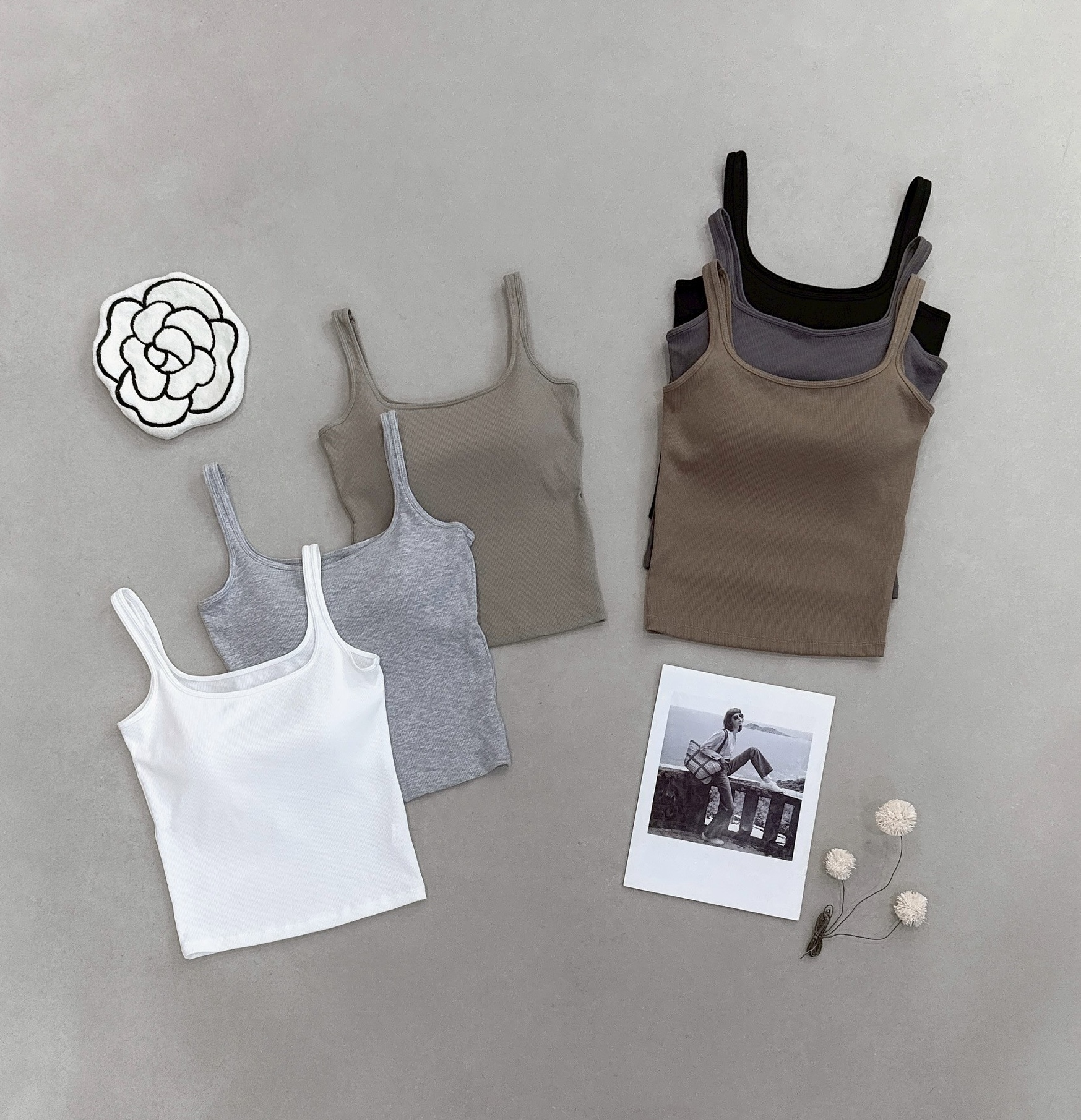 馬蹄方領微細肩固定杯背心 6612