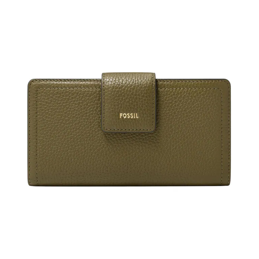 Logan 真皮扣式RFID防盜中長夾-綠色 SL7830316