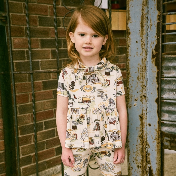 Misha & Puff 田野風情領結傘狀上衣 Scout Peplum Top - Marzipan Storyland