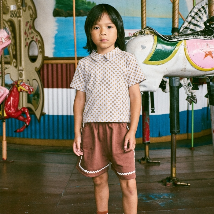 Misha & Puff 點點領結上衣 Silvia Tee - Mist Ben-Day Dots