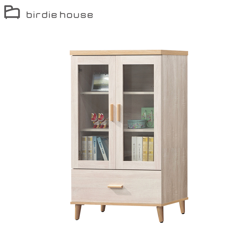 柏蒂家居-米諾2.7尺二門一抽中展示櫃/書櫃/收納置物矮櫃