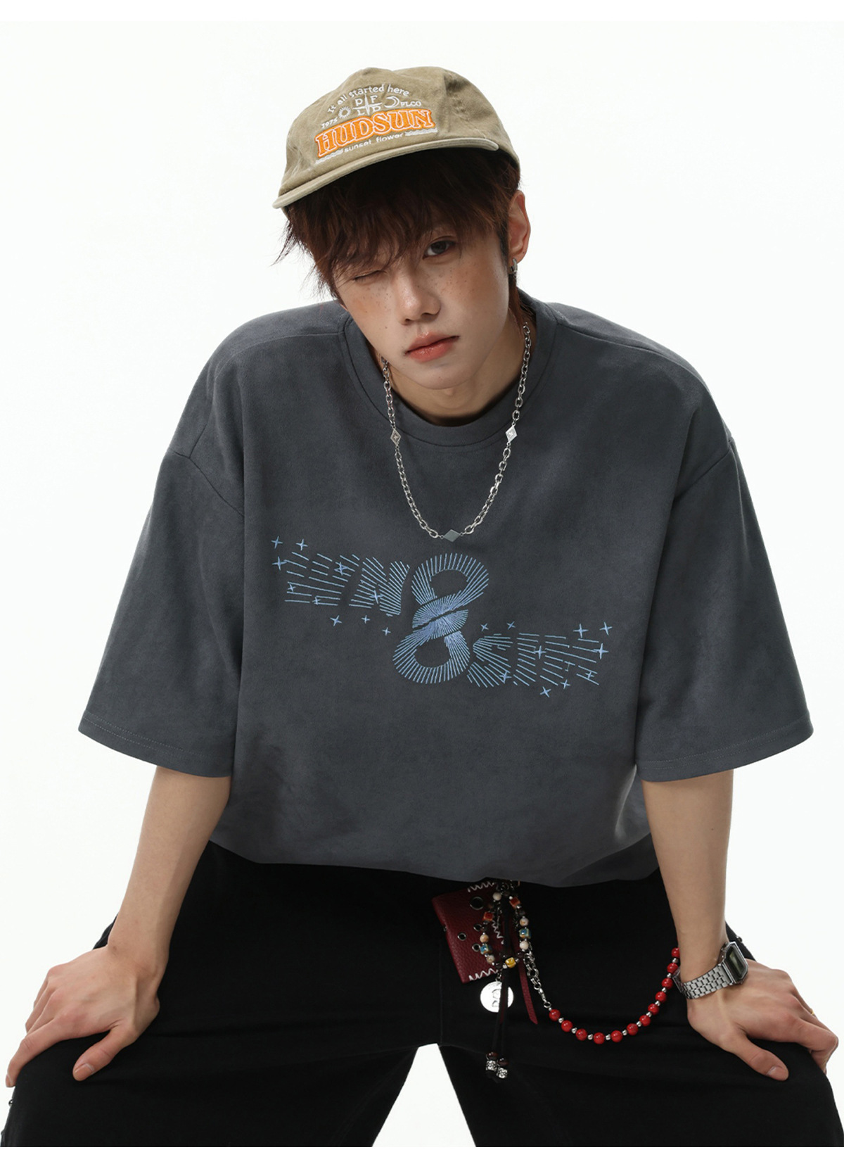 美式絨布字母印花短踢 OT7258