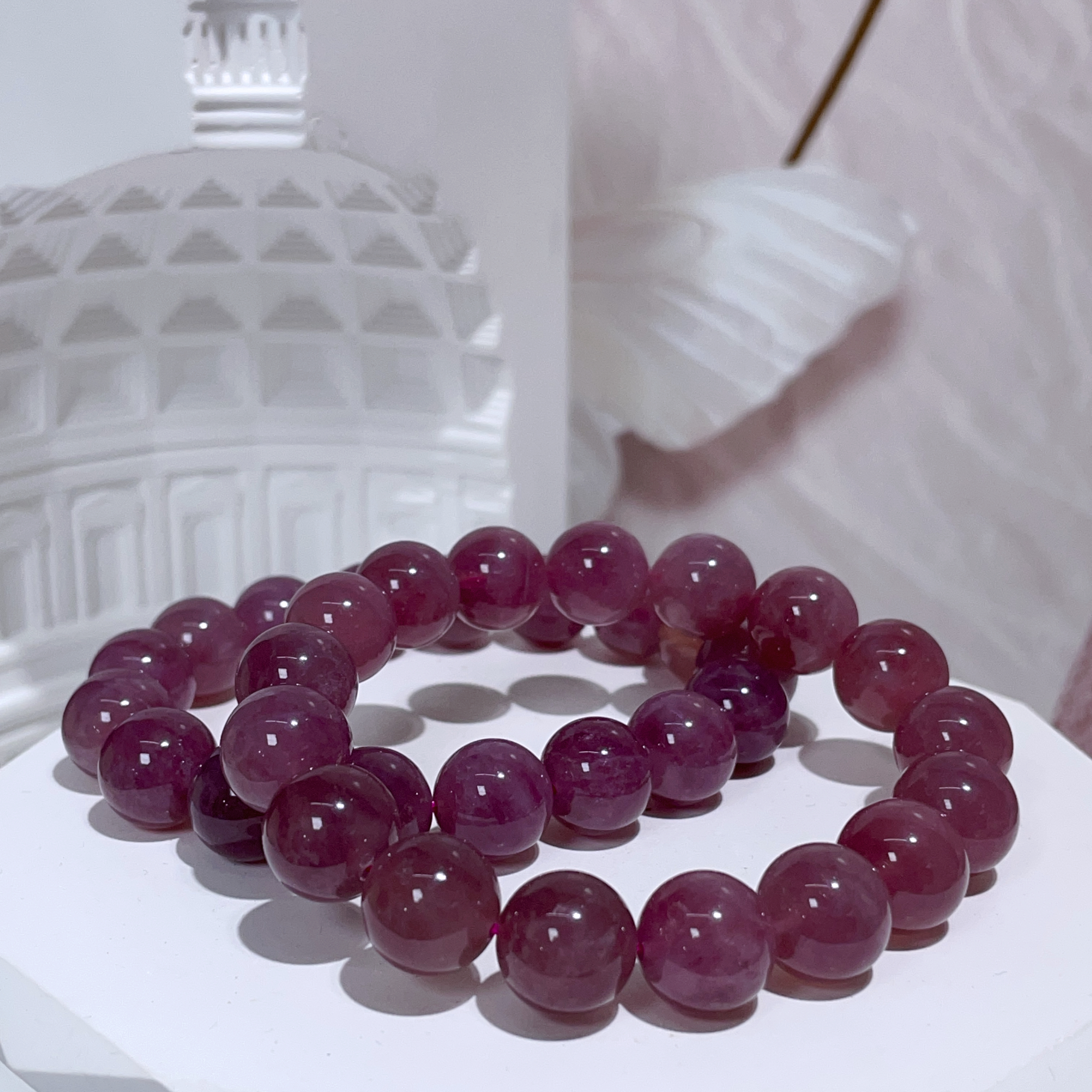 高品濃色紫馬粉手串 11mm