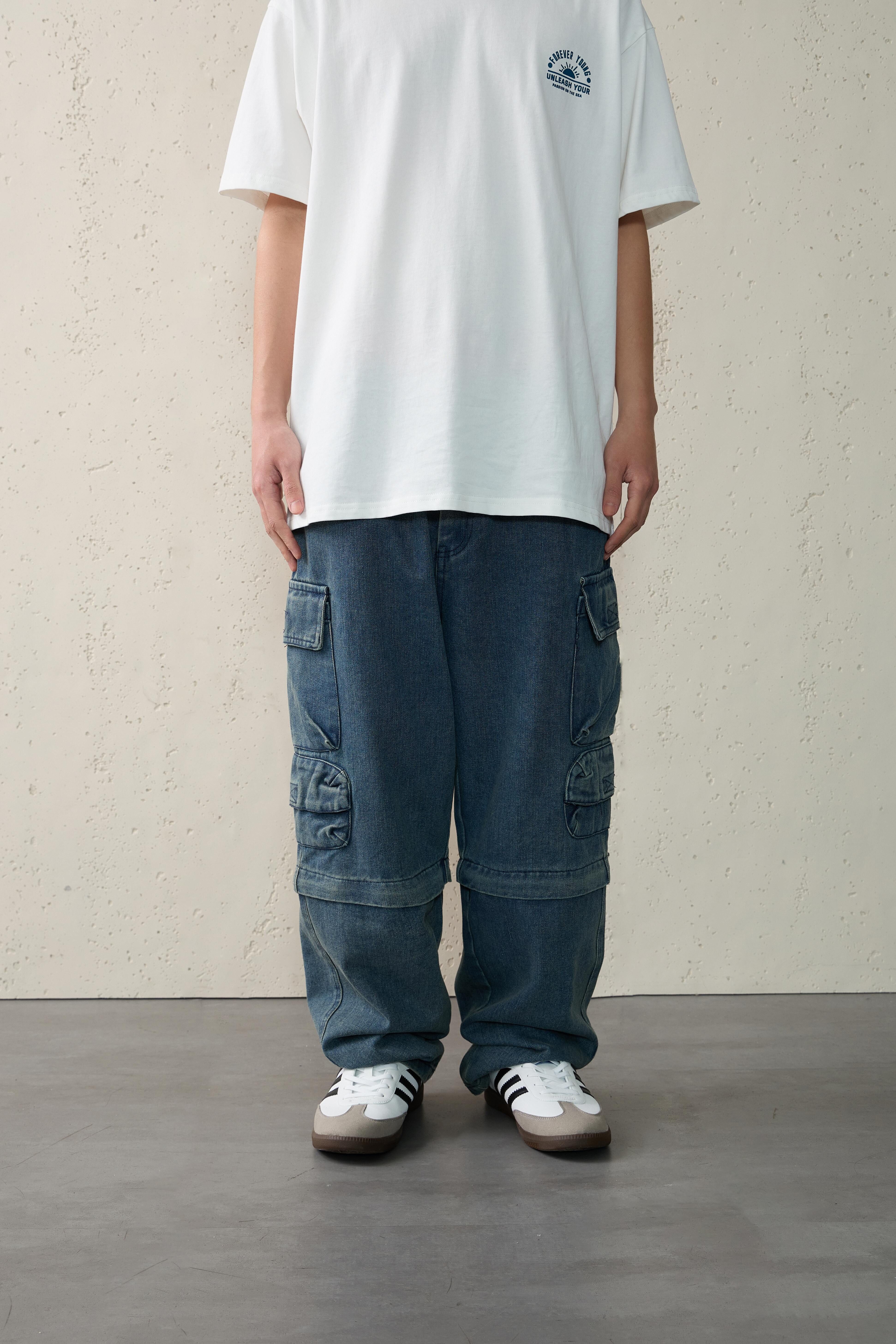 NOIR 2Way丹寧工裝褲