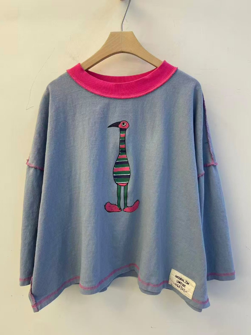 穿了看起來更有精神★韓系撞色減齡棉上衣