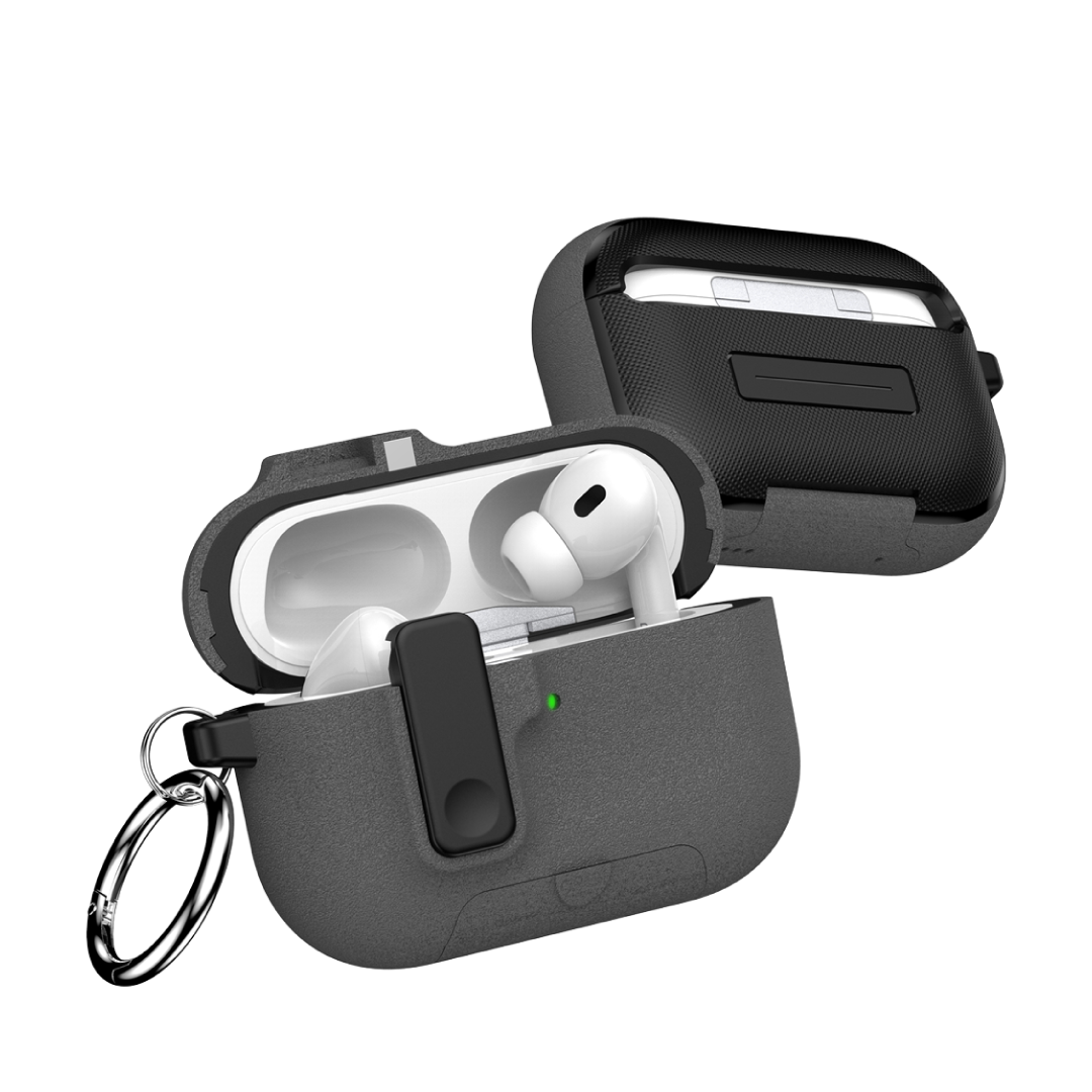 【Koios】Airpods 石感磨砂鎖扣耳機殼(支架款)