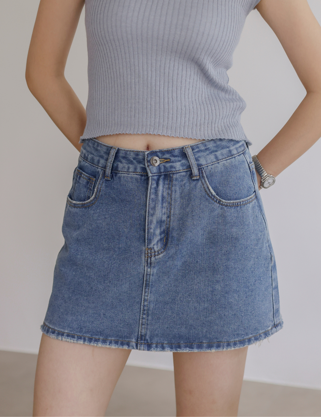 中低腰簡約牛仔短裙（4尺寸）