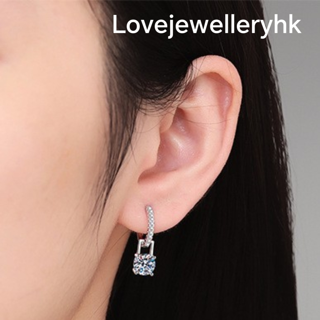 莫桑鑽短吊耳環   E1C001