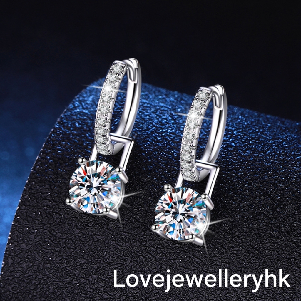 莫桑鑽短吊耳環   E1C001