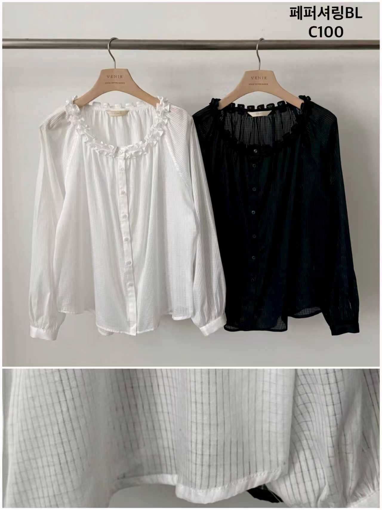 VR6016 日系復古木耳花邊圓領襯衫